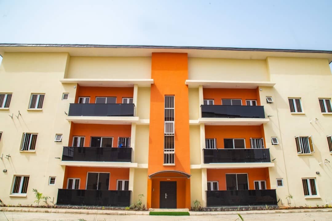 Front facade of the three-storey block of 3-bedroom flats